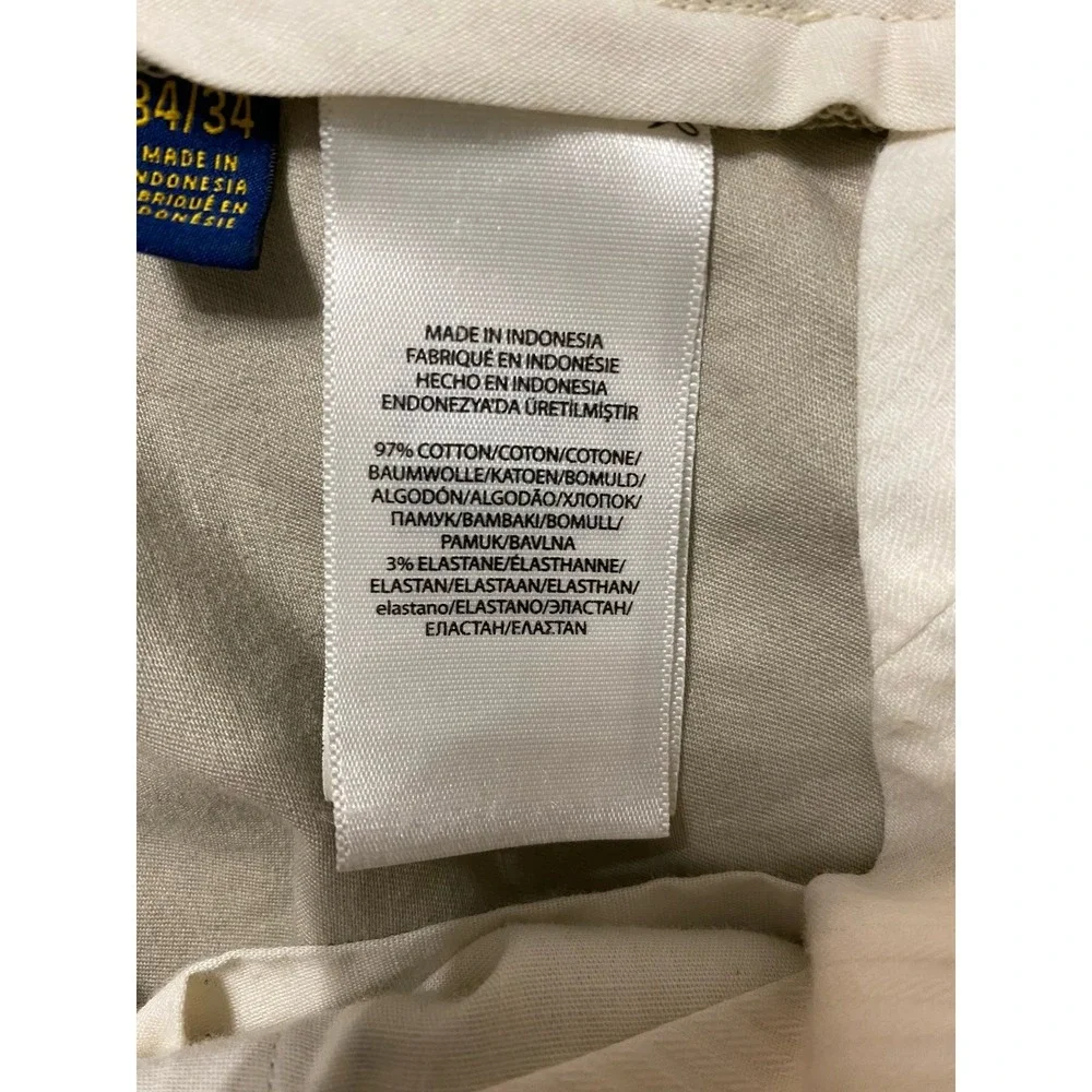 Polo Ralph Lauren Pants Mens 34x34 Stretch Classic Fit Chino Khaki Beige Tan